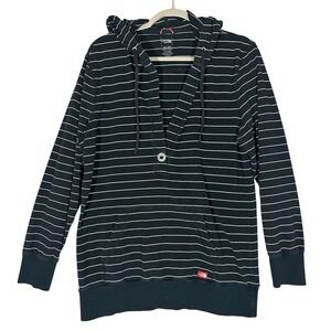 The North Face Plunge V-Neck Hoodie Sweatshirt Sz XL Pullover Black White Stripe